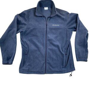 Columbia Men's Fleece Jacket Large Navy Blue Full-Zip Stand Collar Outdoors